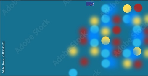 Abstract blue background with glowing colorful circles, a bright and shiny design for holiday and bokeh decorations
