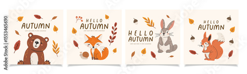 Wild animals set isolated, cute forest animals, kids vector, design for posters, stickers, banners