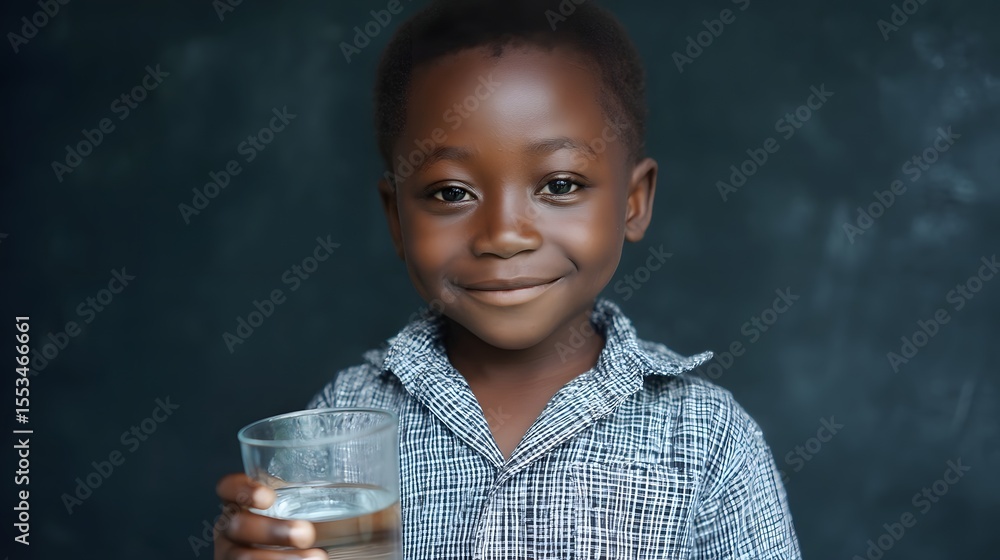 Proud young student holding a glass of water at school Proud young student holding a glass of water at school