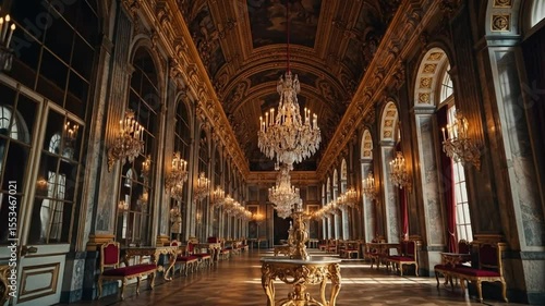 Opulent Hall of Mirrors in Versailles Palace