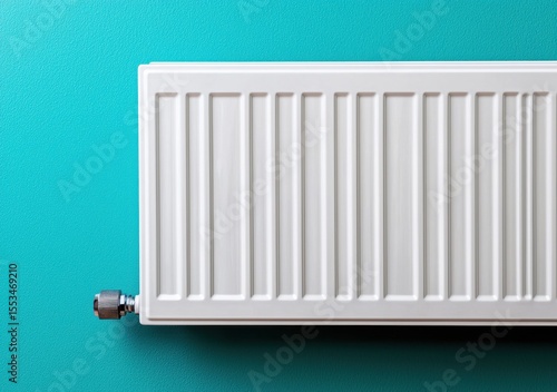 Wallpaper Mural White Horizontal Radiator on Teal Wall for Heating in Interiors Torontodigital.ca