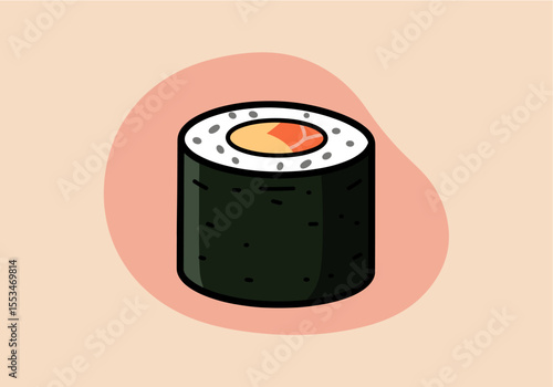 Sushi Roll with Salmon Vector Illustration