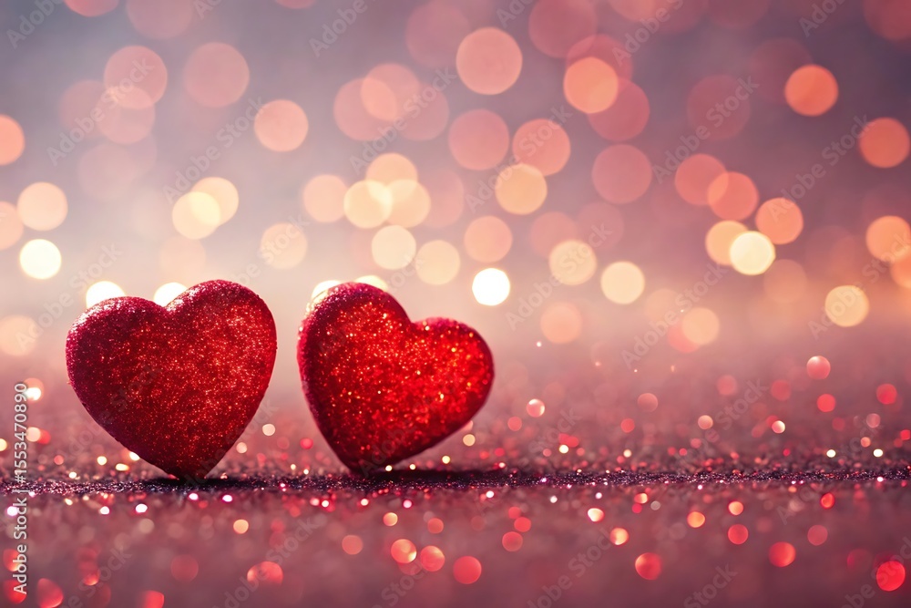 Romantic Red Hearts on a Sparkling Valentine's Background Romantic Red Hearts on a Sparkling Valentine's Background