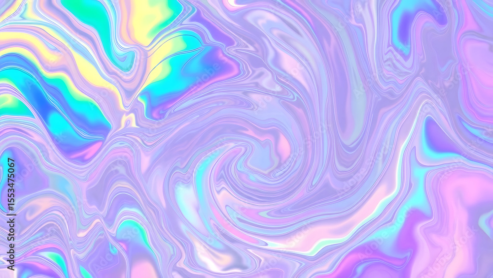 Obraz premium Holographic Rainbow Swirl Abstract Background Texture