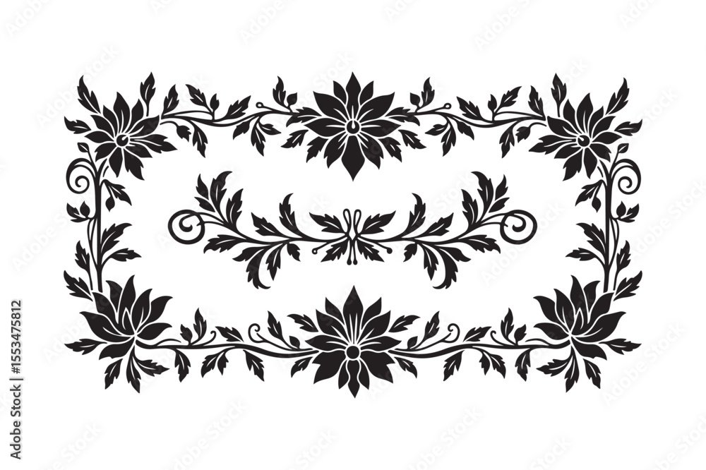 Fototapeta premium Floral Decorative Silhouettes