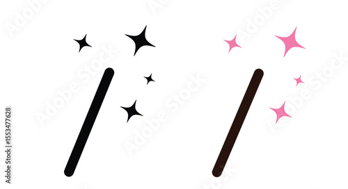 Simple magic wand with sparkling stars icon vector.