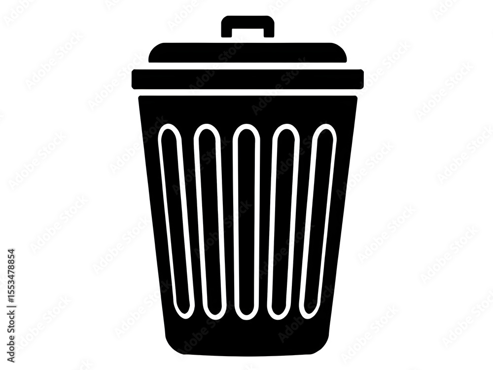waste basket icon black isolated on clear background waste basket icon black isolated on clear background