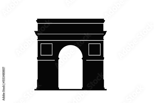 Arc de Triomphe Silhouette Icon Isolated on White Background 