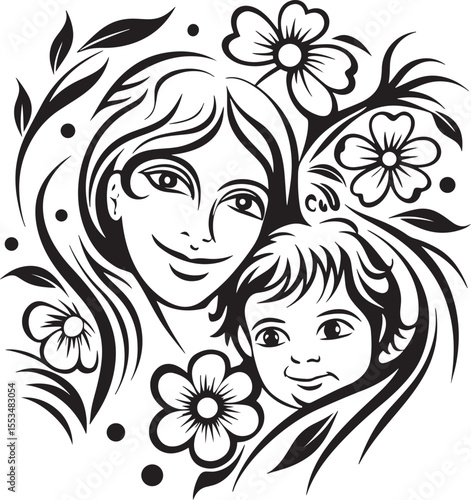 Mother’s love silhouette illustration