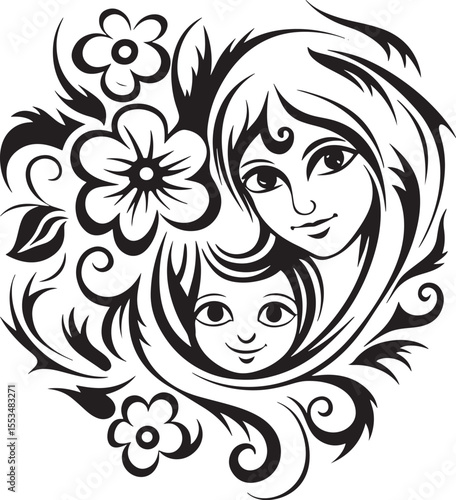 Happy mom with child art print