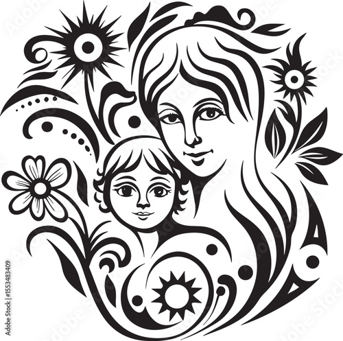 Mother carrying baby in arms vector