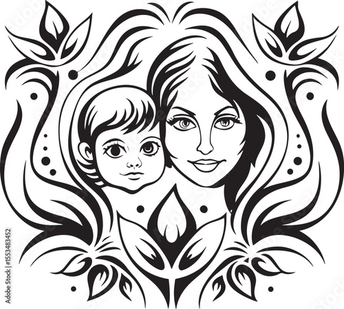 Mother's warmth and love silhouette