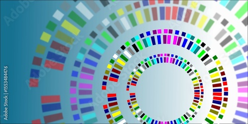 Abstract colorful background with circles, a vibrant rainbow wheel pattern illustration for a bright, modern design