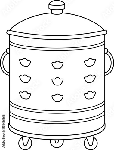 Traditional Incinerator Bin for Ancestor Worship outline.
Chinese Joss Paper Burning Bin coloring page.
Joss Paper Burner Vector isolated.
Chinese Festival.
Transparent background. SVG file.