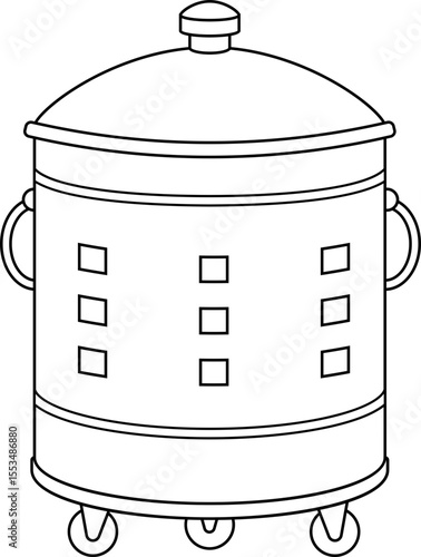 Traditional Incinerator Bin for Ancestor Worship outline.
Chinese Joss Paper Burning Bin coloring page.
Joss Paper Burner Vector isolated.
Chinese Festival.
Transparent background. SVG file.