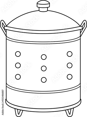 Traditional Incinerator Bin for Ancestor Worship outline.
Chinese Joss Paper Burning Bin coloring page.
Joss Paper Burner Vector isolated.
Chinese Festival.
Transparent background. SVG file.
