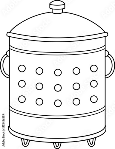 Traditional Incinerator Bin for Ancestor Worship outline.
Chinese Joss Paper Burning Bin coloring page.
Joss Paper Burner Vector isolated.
Chinese Festival.
Transparent background. SVG file.