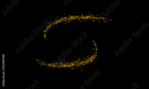 High Detail Sparkle Vortex– Abstract Gold Line on Black

