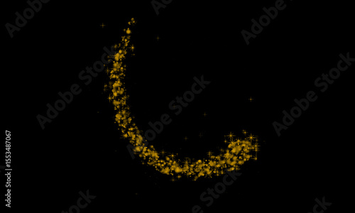 Glow Effect Particle Line – Glittering Path on Black Background


