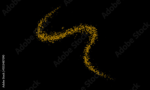 Radiant Glitter Trail – Curved Golden Line on Dark Background

