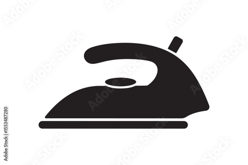 Modern Clothes Iron Appliance Silhouette Icon - Laundry Household Tool Design