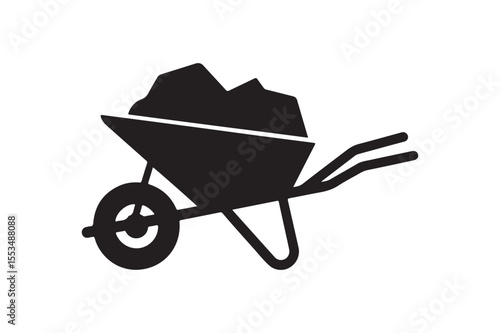  Loaded Black Wheelbarrow Silhouette for Construction and Landscaping