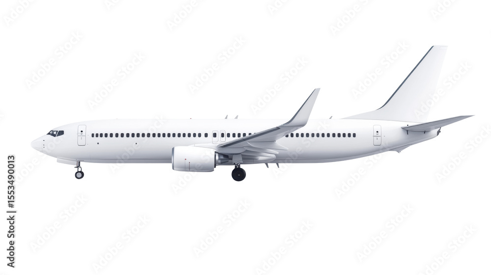 Commercial Airplane Flying High in the Sky Isolated on White Background Commercial Airplane Flying High in the Sky Isolated on White Background