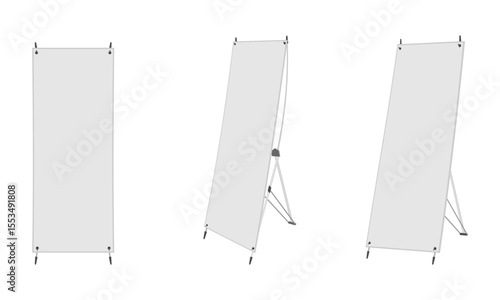 x banner stand, advertising outdoor stand vector illustration isolated on white background.