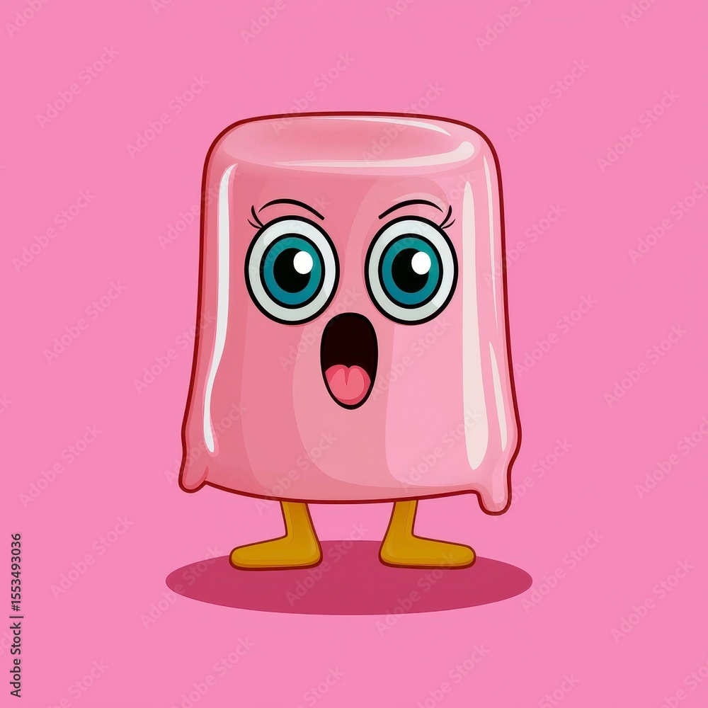 Fototapeta premium Surprised Pink Jelly Character in Pixel Art Style