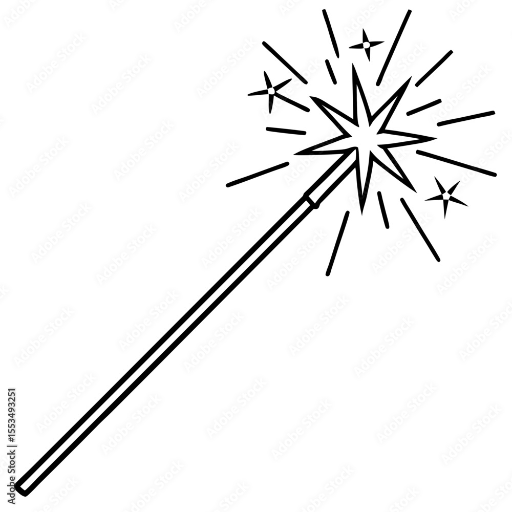 Elegant Sparkler Stick – Thin Line Vector Design Elegant Sparkler Stick – Thin Line Vector Design
