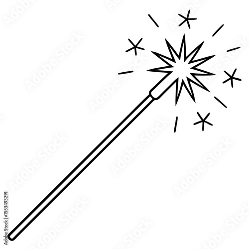 Elegant Sparkler Stick – Thin Line Vector Design