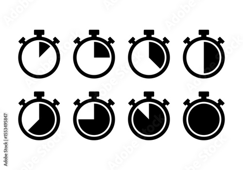 Stopwatch timer icon set