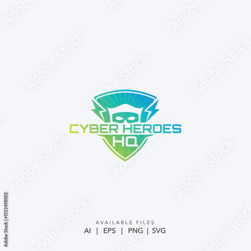  Modern Gradient Shield Logo for Cybersecurity, Futuristic Cyber Security Hero Headquarters Shield Icon