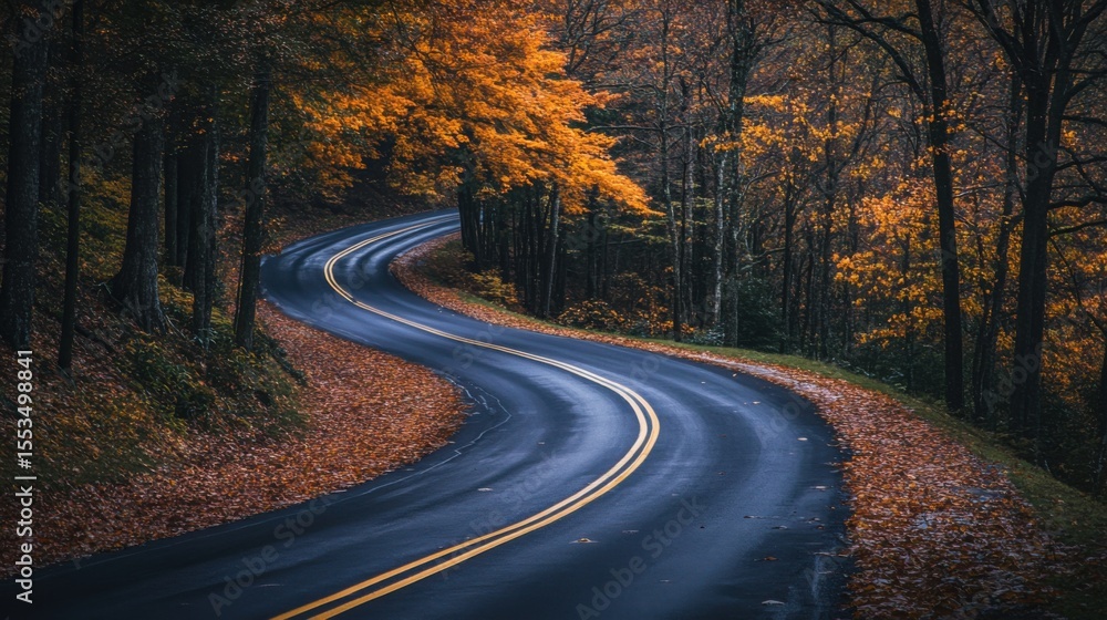 Fototapeta premium Autumn Road Through the Woods.