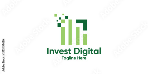 logo design graph finance and digital,design invest