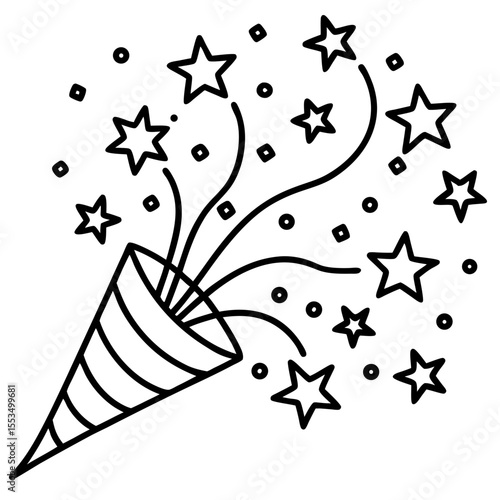 Confetti Blast Minimalist Line Art Vector