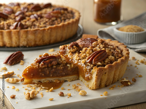 Wallpaper Mural Pecan pie with caramel sauce and nuts Torontodigital.ca