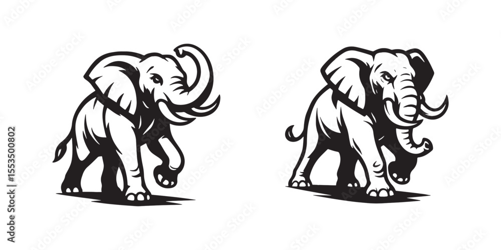 Fototapeta premium Strong and bold elephant vector illustration for logo, branding, apparel and poster design