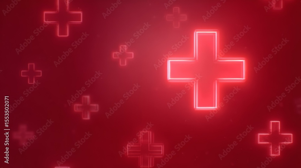 Fototapeta premium Neon Red Crosses Background Illustration