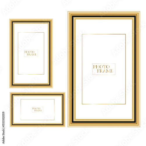 Realistic wooden picture frames collection. Modern poster mockup for artwork, photography, or advertising. Perfect for art galleries, interior decor, and branding. Vector illustration