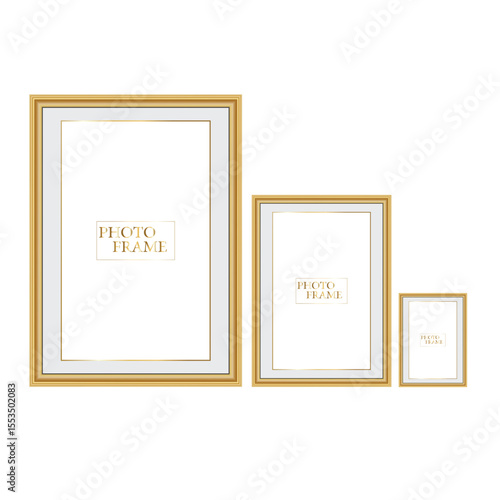 Realistic wooden picture frames collection. Modern poster mockup for artwork, photography, or advertising. Perfect for art galleries, interior decor, and branding. Vector illustration