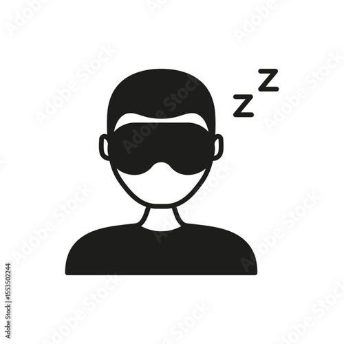 Person Sleeping With Eye Mask Solid Icon. Rest, Relaxation, And Sleep Quality Silhouette Symbol. Sleep Hygiene And Nighttime Routine. Isolated Vector Illustration