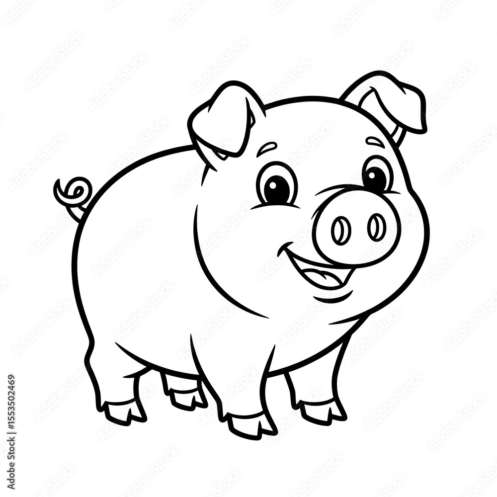 Naklejka premium Sketch of a Cartoon pig for kids, high resolution best for drawing