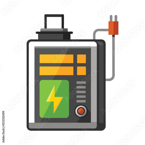 Battery and charger isolated on a white background