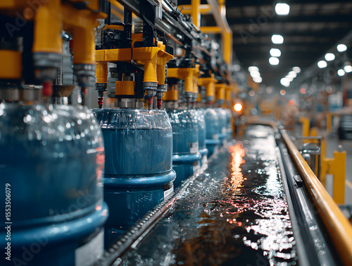 IBC totes aligned under automated filler nozzles 