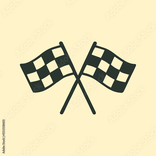 Crossed checkered flags racing icon