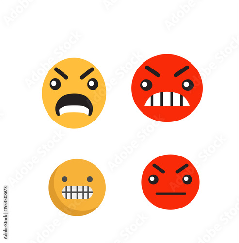 angry emotion vector set icon