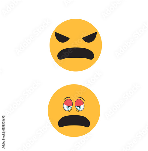angry emotion vector set icon