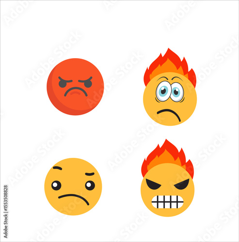 angry emotion vector set icon