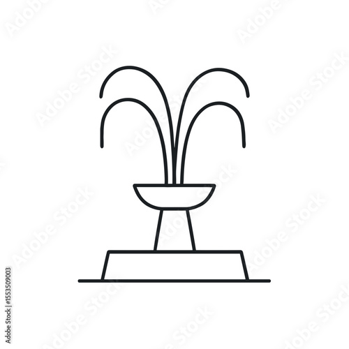 Simple line drawing of a fountain with water spouting upward  